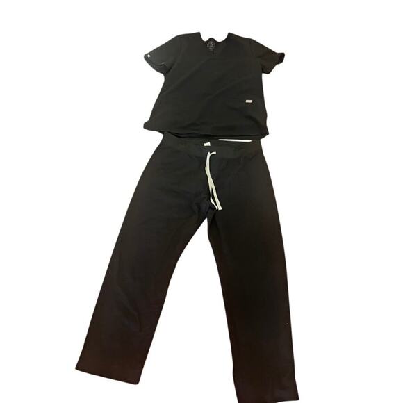 EUC Figs Scrub set black with gray drawstring, technical collection scrubs nurse - Picture 1 of 5